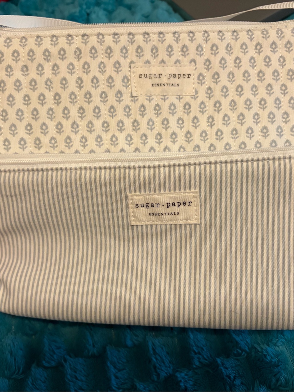sugar·paper Essentials Cream & Light Gray Striped Cosmetic Bag